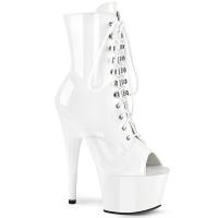 ADORE-1021 Pleaser High-Heels Plateau Schnürstiefeletten zehenoffen weiß Lack