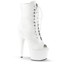 ADORE-1021 Pleaser high heels platform peep toe lace-up ankle boot white