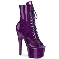 ADORE-1021GP Pleaser high heels peep toe platform ankle boot purple glitter patent