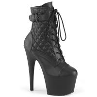 ADORE-1033 Pleaser Steppmuster Damen High Heels Plateaustiefeletten schwarz Matt