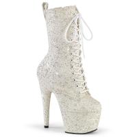 ADORE-1040GR Pleaser Damen High Heels Plateaustiefeletten elfenbein Multi Glitter