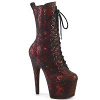 ADORE-1040SPF Pleaser High Heels Plateaustiefeletten rot Metallic Schlangenprint