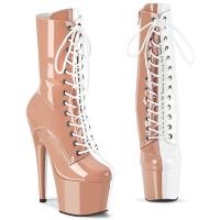 ADORE-1040TT Pleaser Damen High Heels Plateaustiefeletten zweifarbige blush weiß Lack