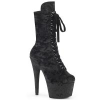 ADORE-1045VEL Pleaser vegan high heels ankle boot protector black velvet