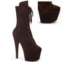 ADORE-1045VEL Pleaser vegan high heels ankle boot protector brown velvet