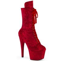 ADORE-1045VEL Pleaser vegan high heels ankle boot protector red velvet