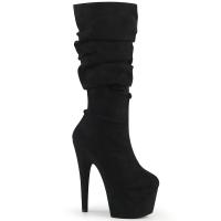 Sale ADORE-1061 Pleaser vegane Damen wadenhoch geraffte Plateaustiefeletten schwarz Samt 38