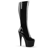 ADORE-2000 erotische Pleaser High-Heels Plateaustiefel schwarz Stretch Lack