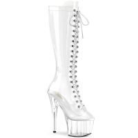 ADORE-2020C Pleaser vegan stiletto high heels platform transparent knee boot