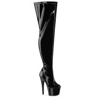 ADORE-3000WCF Pleaser hgih heels wide calf thigh high boot black stretch patent