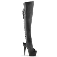 ADORE-3019 Pleaser High-Heels Plateau Overkneestiefel schwarz Fersen- Zehenfrei