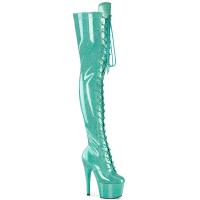 ADORE-3020GP Pleaser high heels platform thigh high boot aqua glitter patent