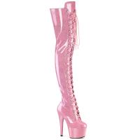 ADORE-3020GP Pleaser Damen High Heels Plateauoverkneestiefel babypink Glitter Lack