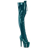 ADORE-3020GP Pleaser high heels platform thigh high boot teal glitter patent