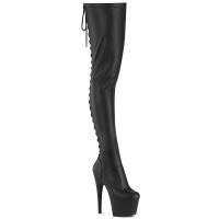 ADORE-3850 Pleaser High Heels Plateauoverkneestiefel schwarz Stretch Lederoptik