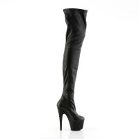 ADORE-4000 Pleaser Damen High Heels Plateauoverkneestiefel schwarz Stretch Lederoptik