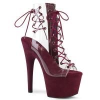 Sale ADORE-700-30FS Pleaser ladies high heels ankle boot fully wrapped bottom clear burgundy suede 37