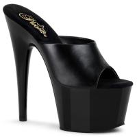 ADORE-701 Pleaser High-Heels Plateaupantoletten schwarz Echtleder