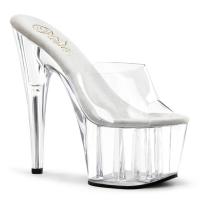 ADORE-701 Pleaser High-Heels Plateaupantoletten transparent durchsichtig