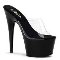 Sale ADORE-701 Pleaser High-Heels Plateaupantoletten klar schwarz Größe 42