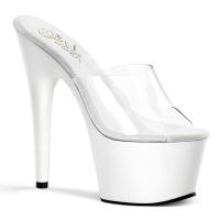 ADORE-701 Pleaser high heels platform slide mules clear white