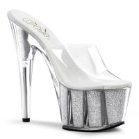 ADORE-701G Pleaser high heels platform slide mules clear silver glitter