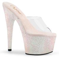 ADORE-701HMG Pleaser vegan platform slide holographic opal multi mini glitter