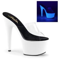 ADORE-701UV Pleaser High-Heels Plateaupantoletten klar weiß neon uv reaktiv