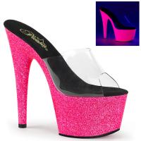 ADORE-701UVG Pleaser high heels platform slide clear neon uv hot pink glitter