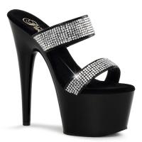 Sale ADORE-702-2 Pleaser High-Heels Plateaupantoletten schwarz mit Strass Gr 39