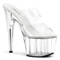 ADORE-702 Pleaser High-Heels 2 Riemchen Plateaupantoletten transparent