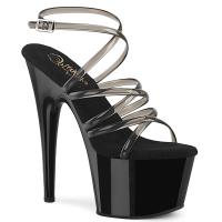 Sale ADORE-706 Pleaser High Heels Plateausandaletten Kreuzriemchen rauch getönt 37