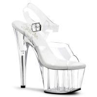 ADORE-708 Pleaser High-Heels Plateausandaletten transparent mit Lederinnensohle