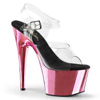 ADORE-708  Pleaser high heels platform ankle strap sandal clear baby pink chrome