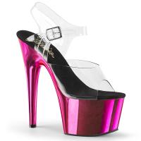 ADORE-708 Pleaser High-Heels Plateausandaletten transparent hotpink Chrom