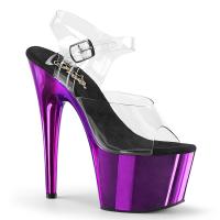 ADORE-708  Pleaser high heels platform ankle strap sandal clear purple chrome