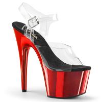 ADORE-708 Pleaser High-Heels Plateausandaletten transparent rot Chrom