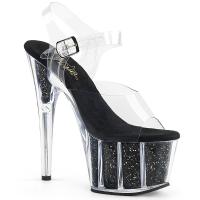 ADORE-708G Pleaser High-Heels Platform Sandal clear black glitter