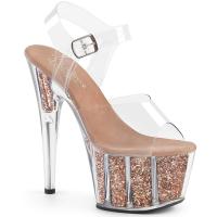 ADORE-708G Pleaser High-Heels Platform Sandal clear rose gold glitter
