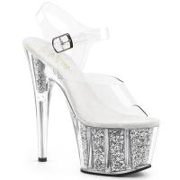 ADORE-708G Pleaser High-Heels Platform Sandal clear silver glitter
