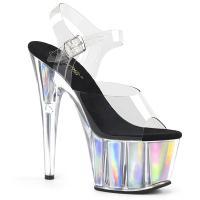ADORE-708HGI Pleaser High Heels sandal clear silver holographic inserts