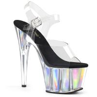 ADORE-708HGI Pleaser High-Heels Plateausandaletten silber holografische Effekte