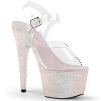 Sale ADORE-708HMG Pleaser High-Heels Plateausandaletten opal holografischer Miniglitter 39