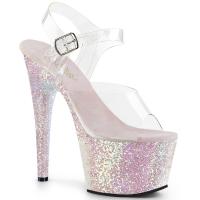 ADORE-708LG Pleaser high heels platform sandal clear opal holographic multi glitter