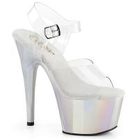 ADORE-708LQ Pleaser High Heels Plateausandaletten fließender Farbverlauf silber Holo