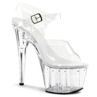 ADORE-708LS Pleaser High-Heels Plateausandaletten transparent Strassreihen