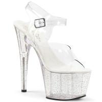 ADORE-708MG Pleaser High-Heels Plateausandaletten transparent Miniglitter