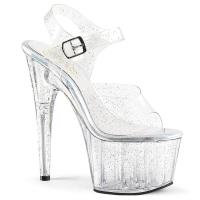 ADORE-708MMG Pleaser High-Heels Plateausandaletten transparent Miniglitter rundum