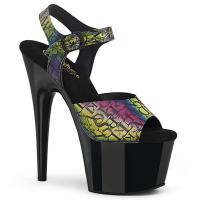 ADORE-708N-LTP Pleaser High Heels Plateausandaletten holo Buchstaben Print grün lila schwarz