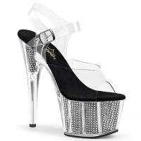 Sale ADORE-708SRS Pleaser High Heels platform sandal clear black simulated rhinestones 38